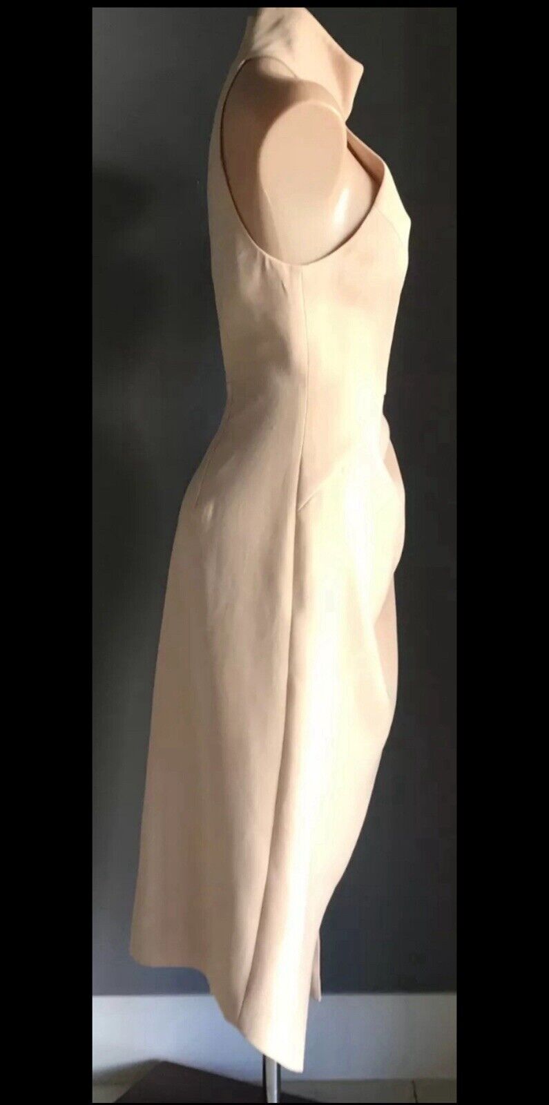 C/MEO COLLECTIVE "Kiss Land" Midi Dress Beige High Neck Races Cocktail Size M 10