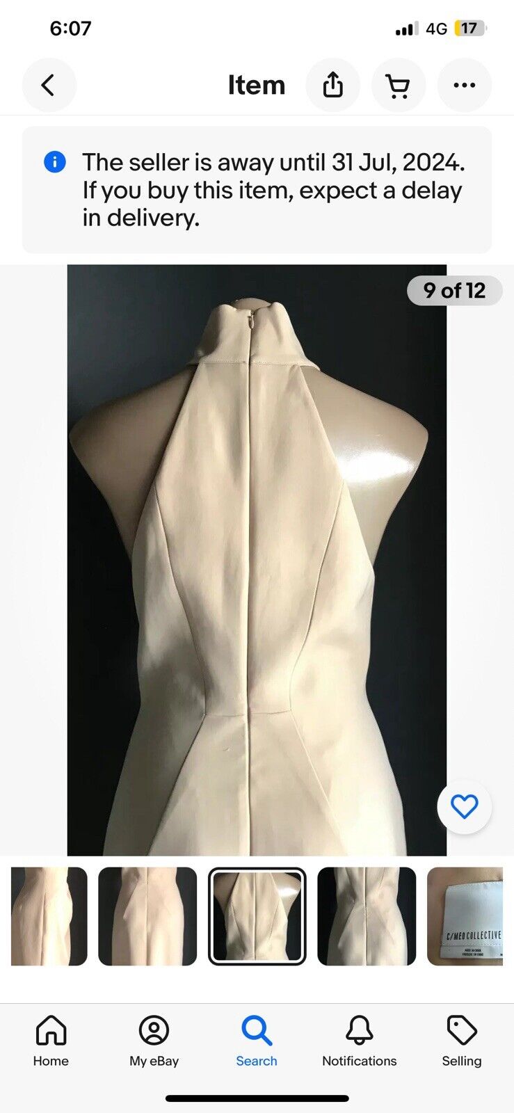 C/MEO COLLECTIVE "Kiss Land" Midi Dress Beige High Neck Races Cocktail Size M 10