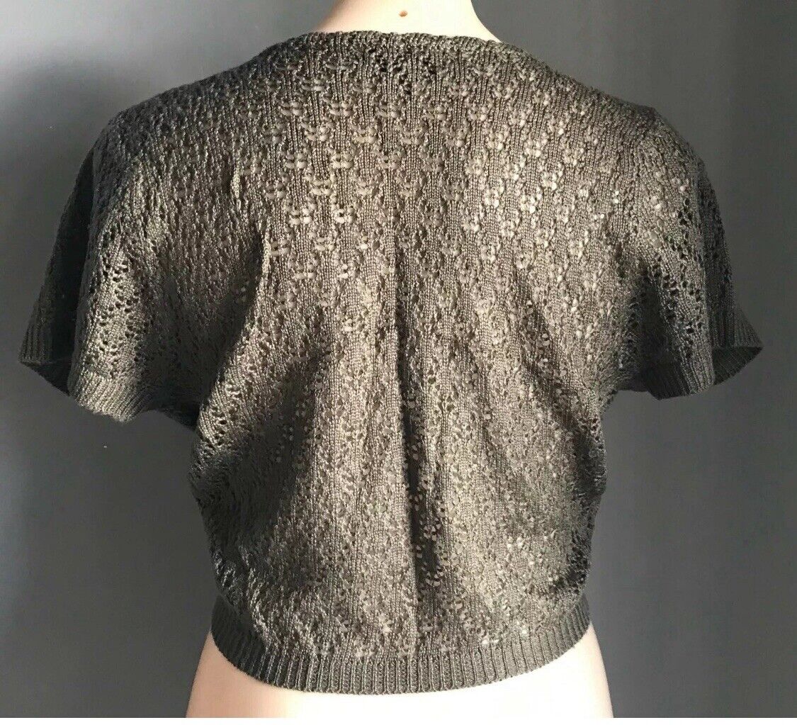CROSSROADS Cardigan Khaki Knit Short Sleeve Tie Front Bolero Plus Size XL 18 NEW