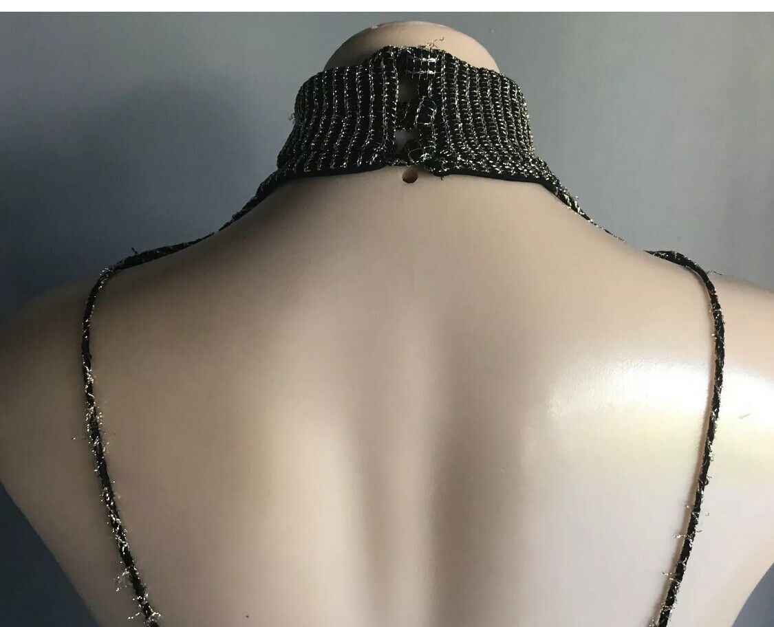 JOSEPH RIBKOFF Size 10 Jacket & Top Black Gold Lame High Neck Twin Set Vintage