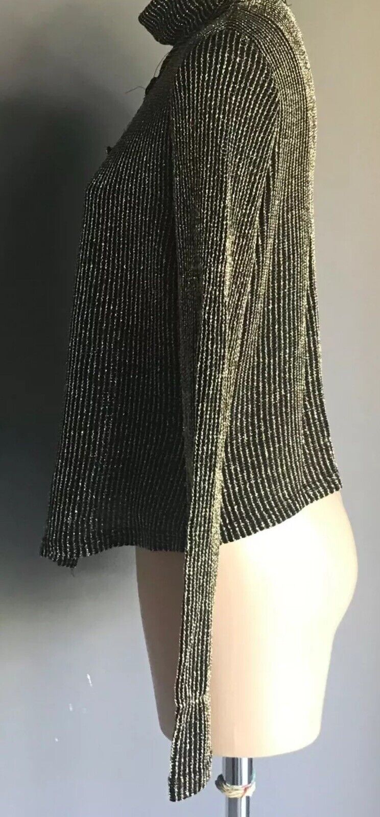 JOSEPH RIBKOFF Size 10 Jacket & Top Black Gold Lame High Neck Twin Set Vintage