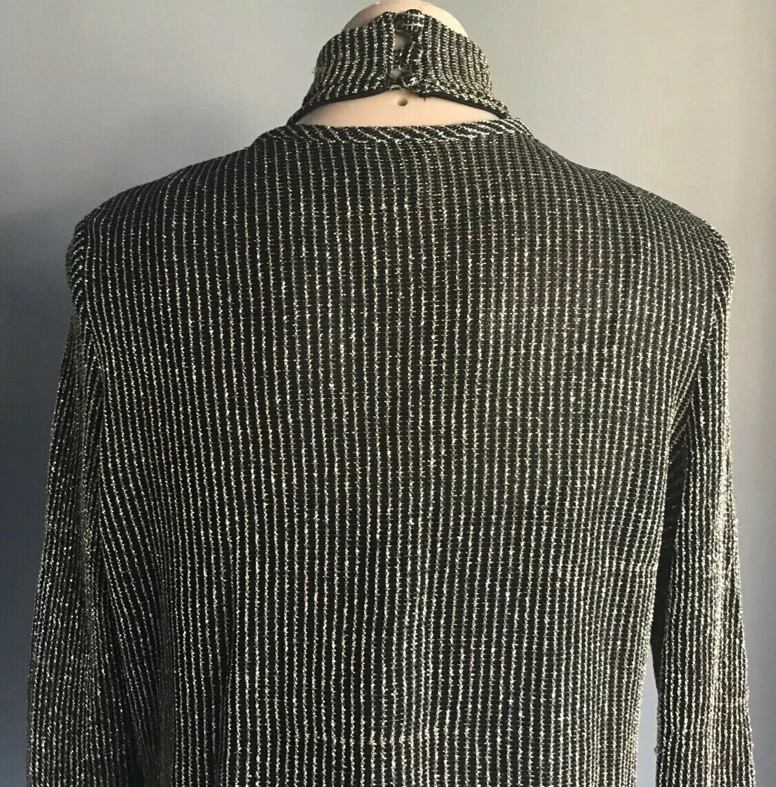 JOSEPH RIBKOFF Size 10 Jacket & Top Black Gold Lame High Neck Twin Set Vintage
