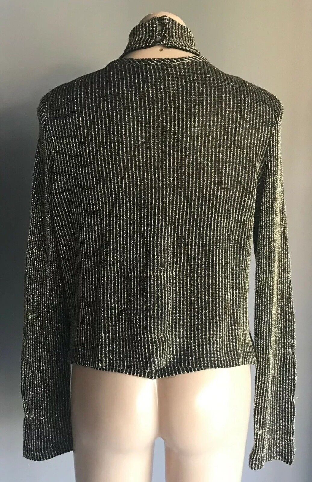 JOSEPH RIBKOFF Size 10 Jacket & Top Black Gold Lame High Neck Twin Set Vintage