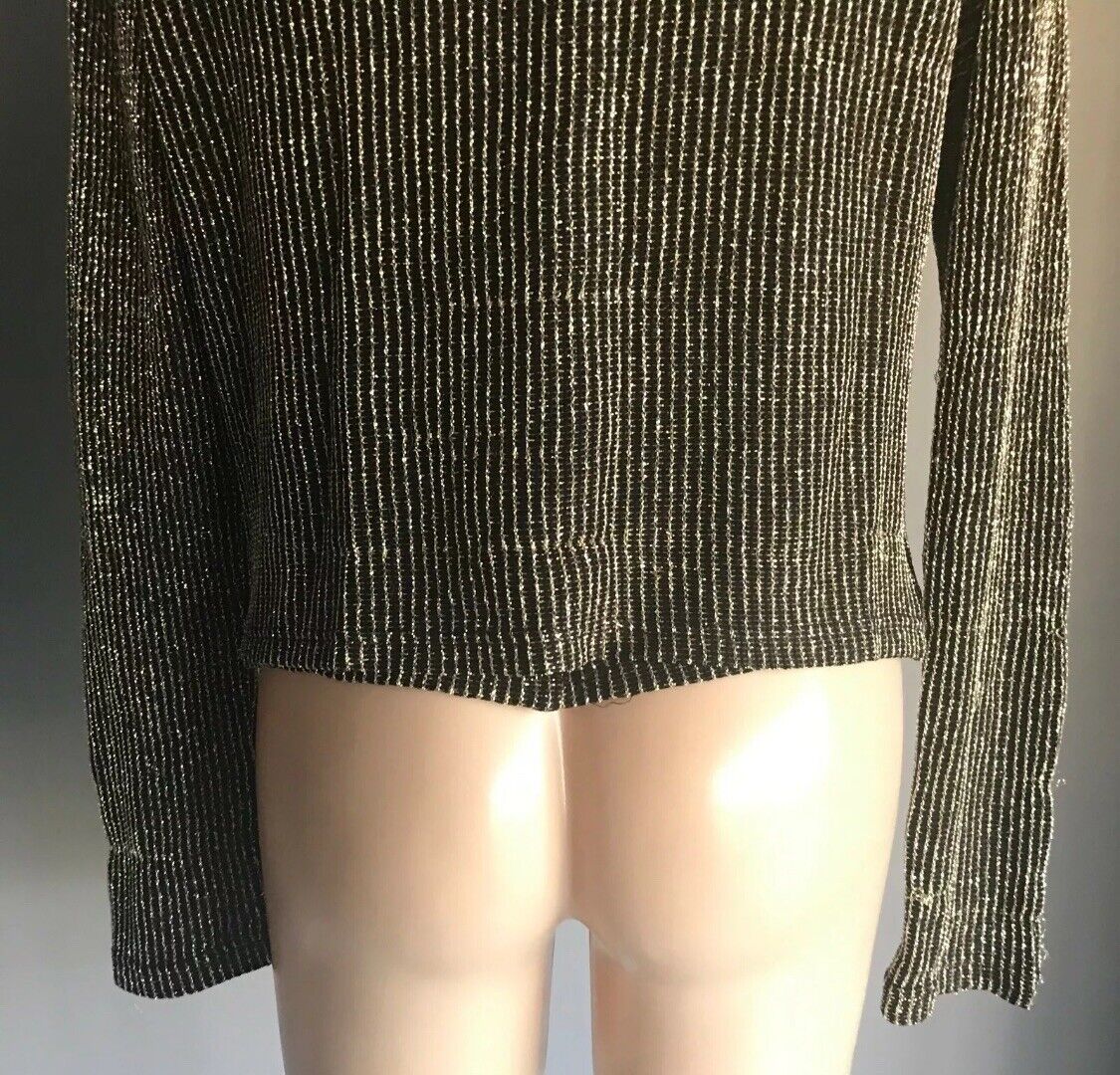 JOSEPH RIBKOFF Size 10 Jacket & Top Black Gold Lame High Neck Twin Set Vintage