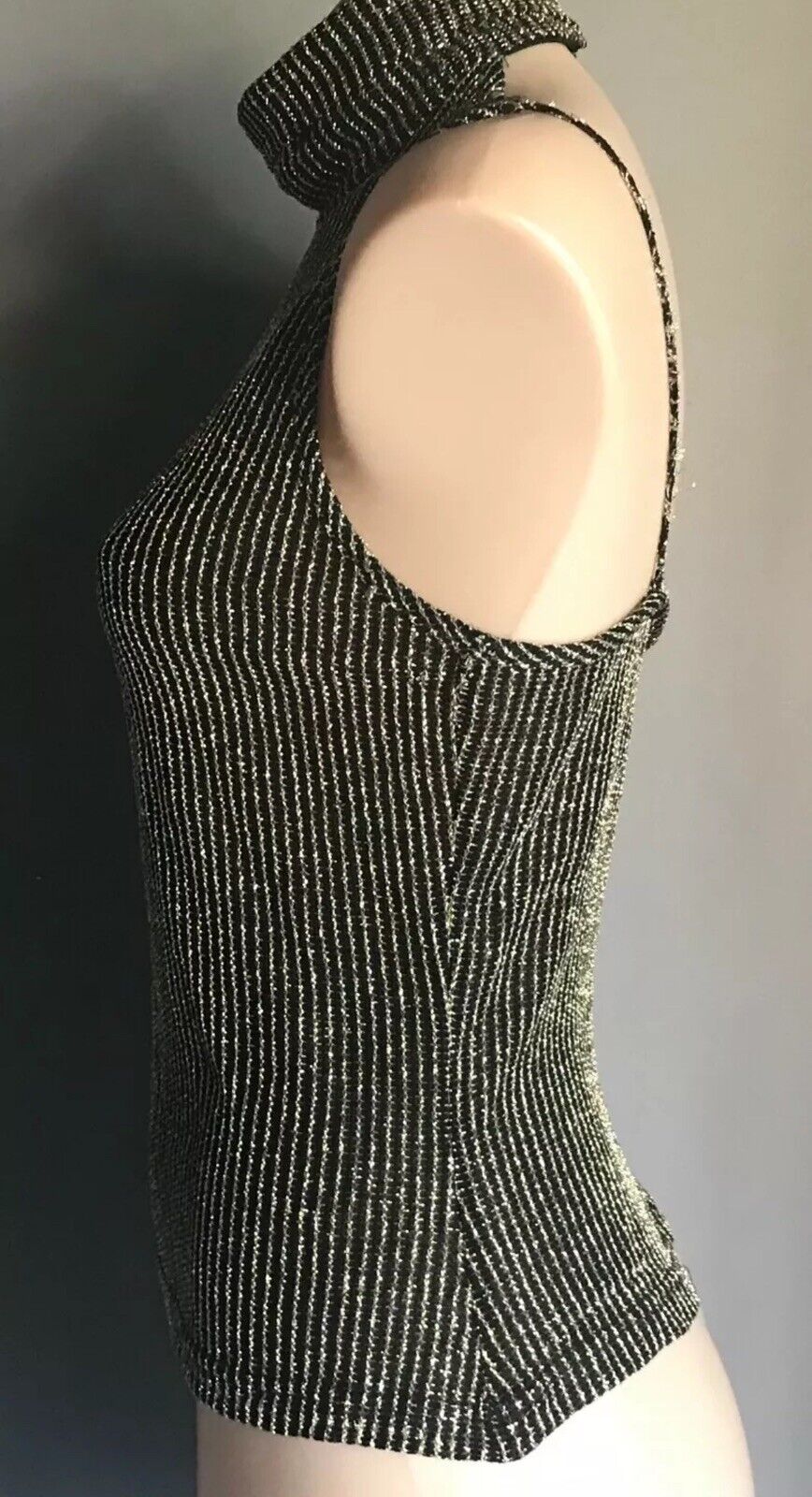 JOSEPH RIBKOFF Size 10 Jacket & Top Black Gold Lame High Neck Twin Set Vintage