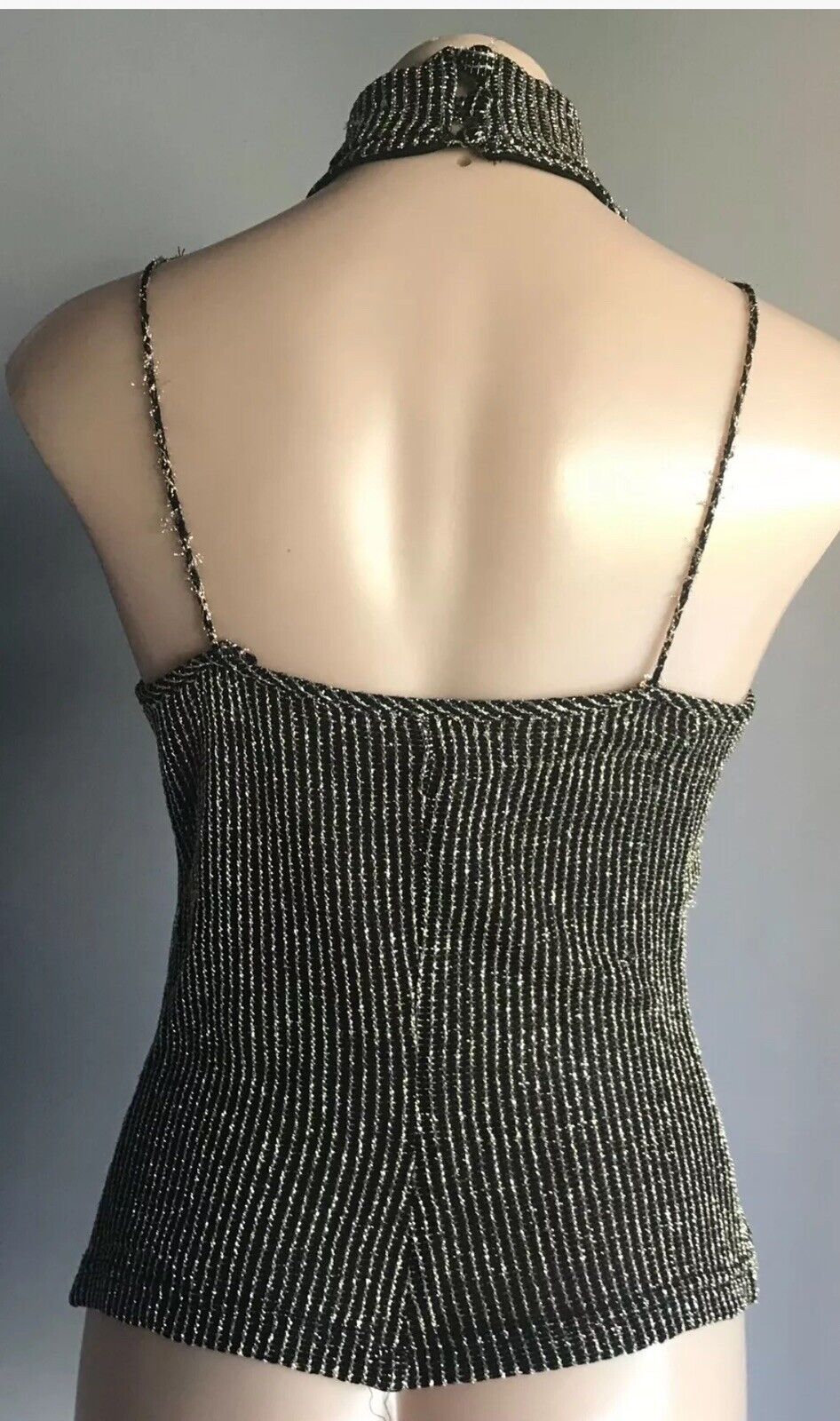 JOSEPH RIBKOFF Size 10 Jacket & Top Black Gold Lame High Neck Twin Set Vintage