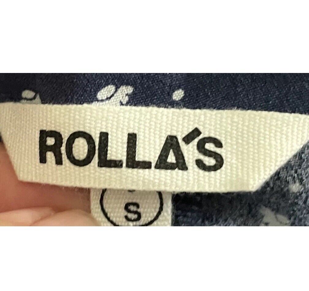 ROLLA'S Delilah Top Blue White Dandelion Print Wrap Blouse ROLLAS Size S 10