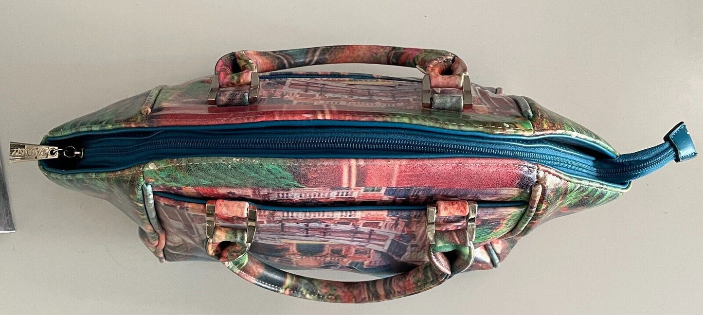 VALENSIY Bowling Style Bag Pretty Venetian Watercolour Print PU/Pleather