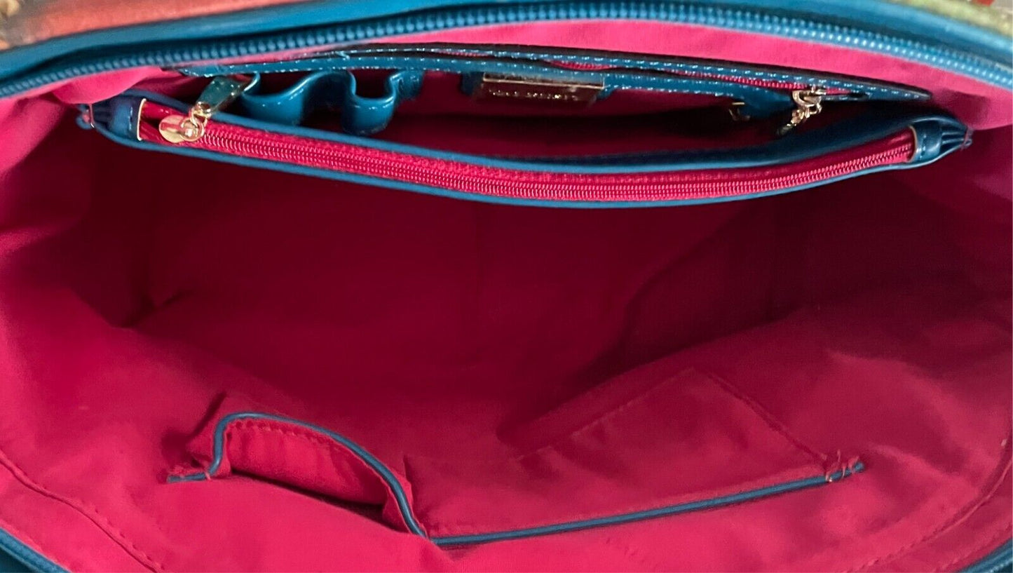 VALENSIY Bowling Style Bag Pretty Venetian Watercolour Print PU/Pleather