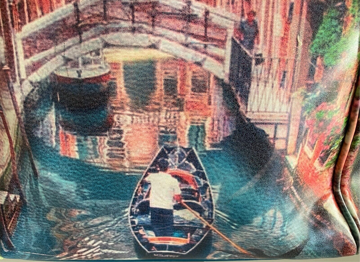 VALENSIY Bowling Style Bag Pretty Venetian Watercolour Print PU/Pleather