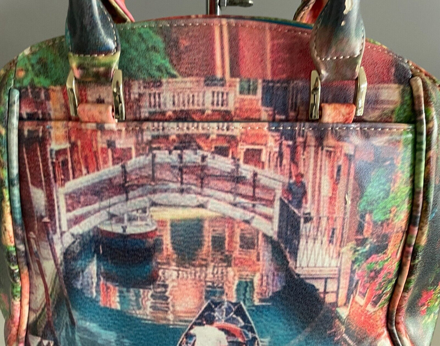 VALENSIY Bowling Style Bag Pretty Venetian Watercolour Print PU/Pleather