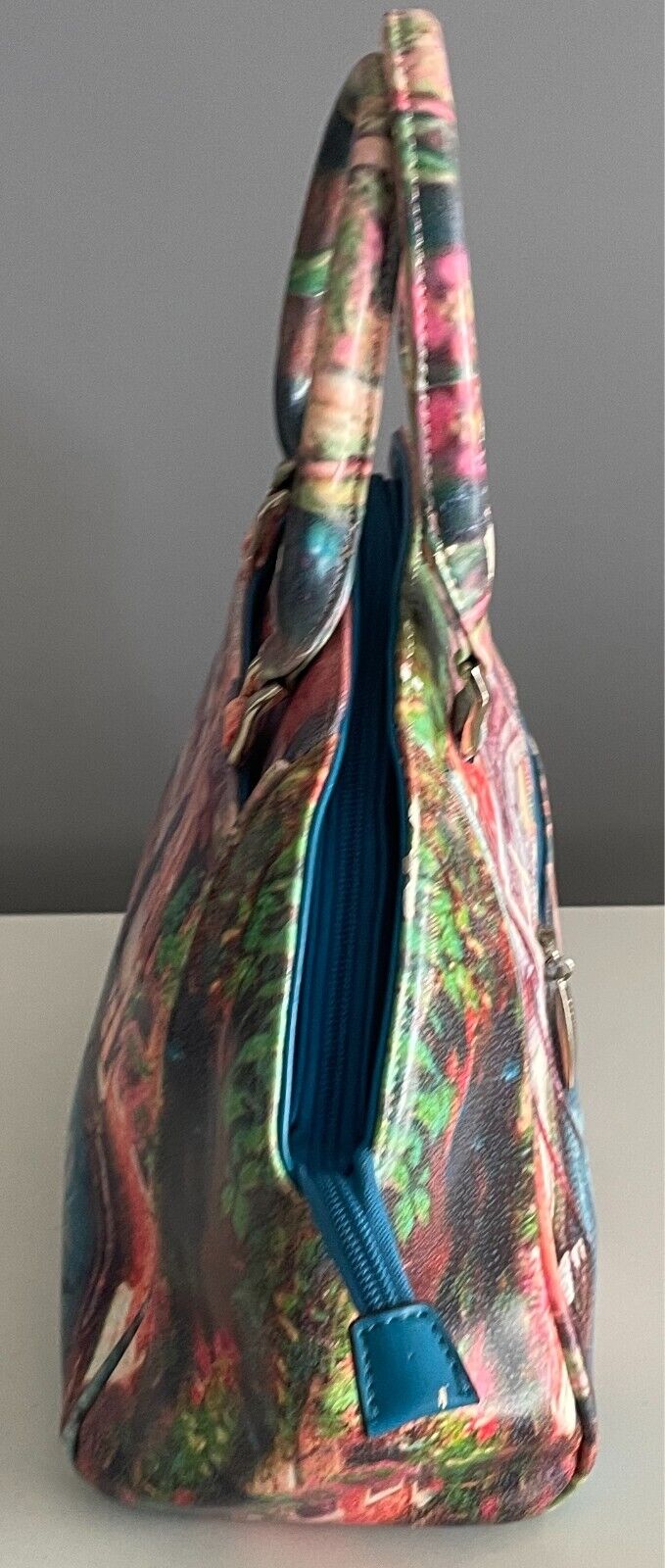 VALENSIY Bowling Style Bag Pretty Venetian Watercolour Print PU/Pleather