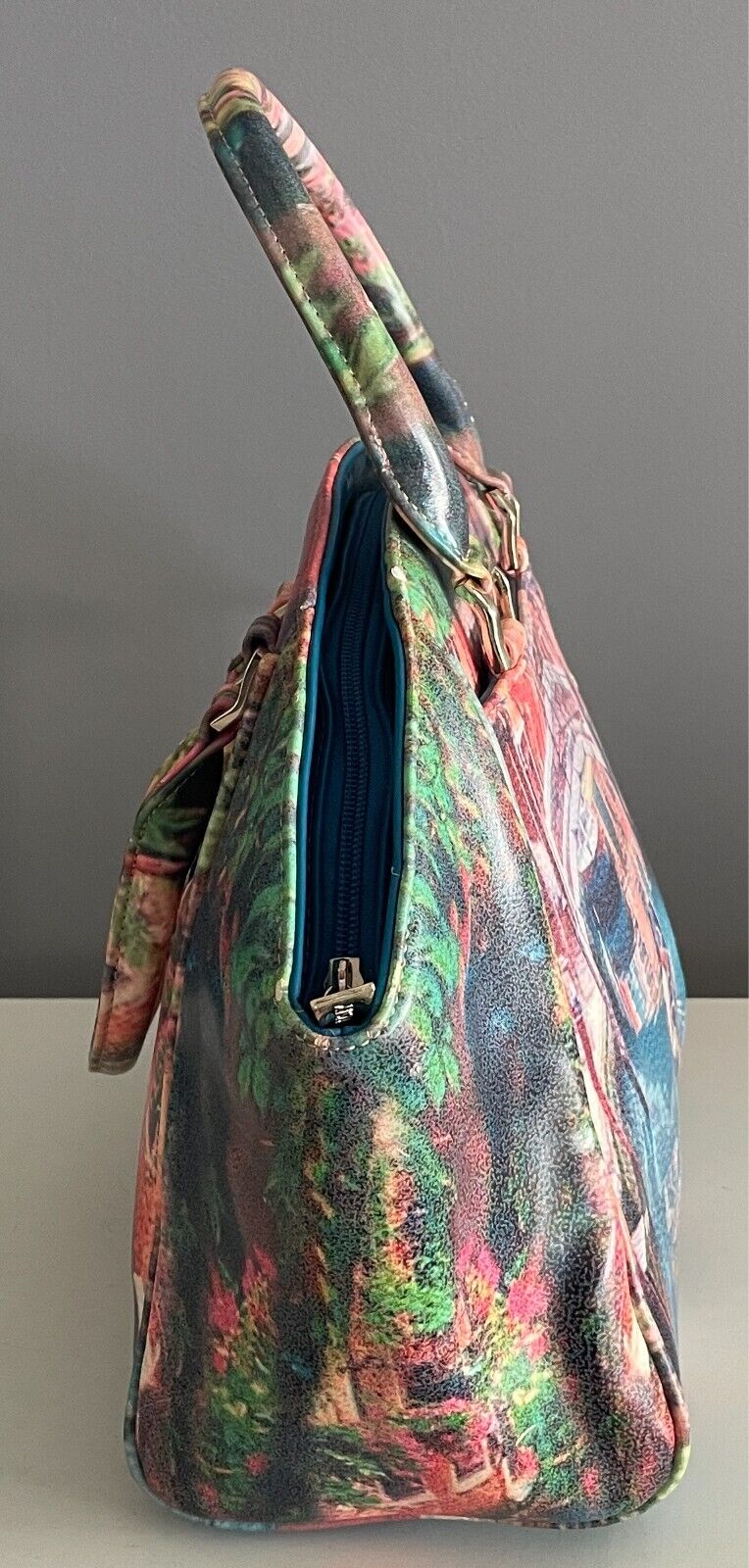 VALENSIY Bowling Style Bag Pretty Venetian Watercolour Print PU/Pleather