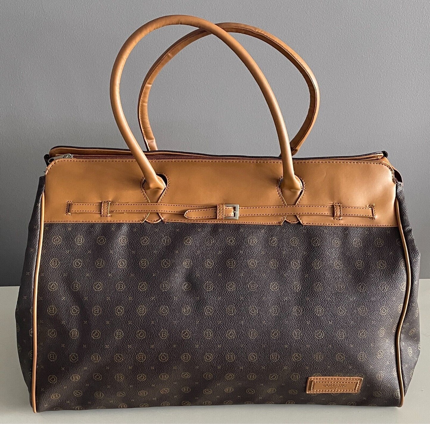 DOLLIBAG PARIS Brown/Tan PVC Monogram Print Large Size Weekend/Overnight Bag