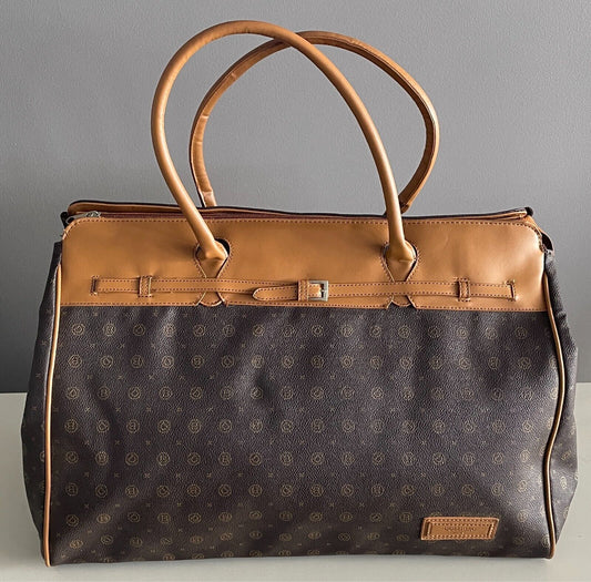 DOLLIBAG PARIS Brown/Tan PVC Monogram Print Large Size Weekend/Overnight Bag