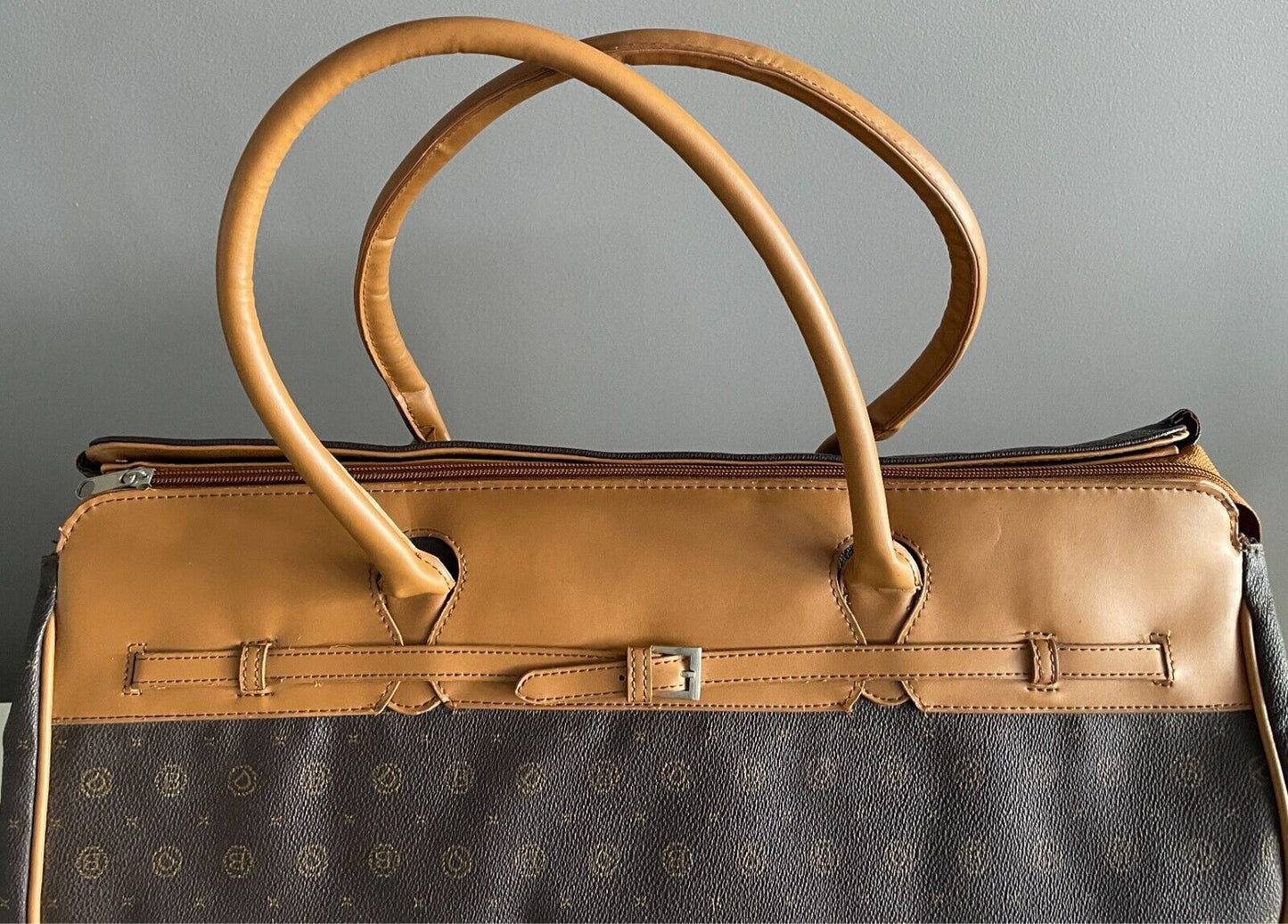 DOLLIBAG PARIS Brown/Tan PVC Monogram Print Large Size Weekend/Overnight Bag