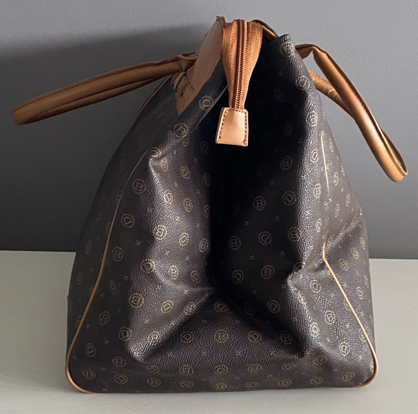 DOLLIBAG PARIS Brown/Tan PVC Monogram Print Large Size Weekend/Overnight Bag