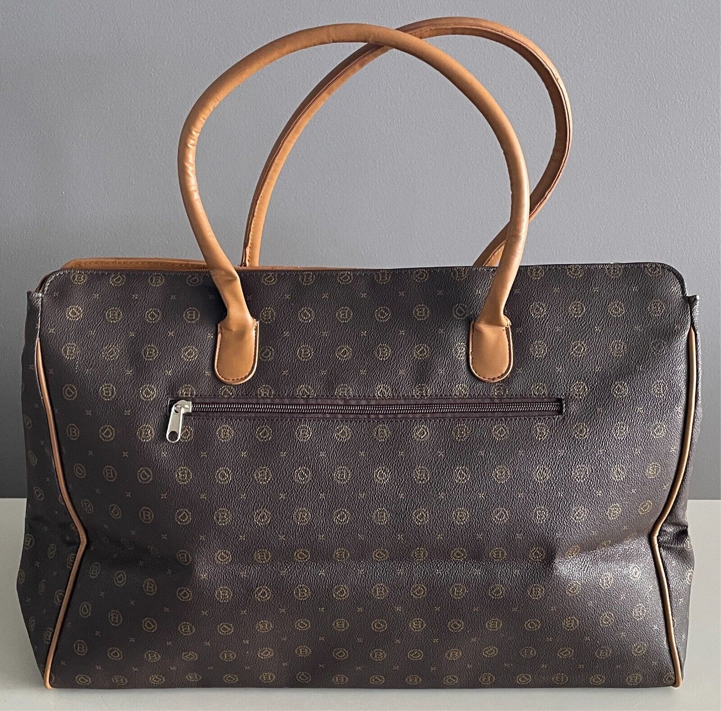 DOLLIBAG PARIS Brown/Tan PVC Monogram Print Large Size Weekend/Overnight Bag