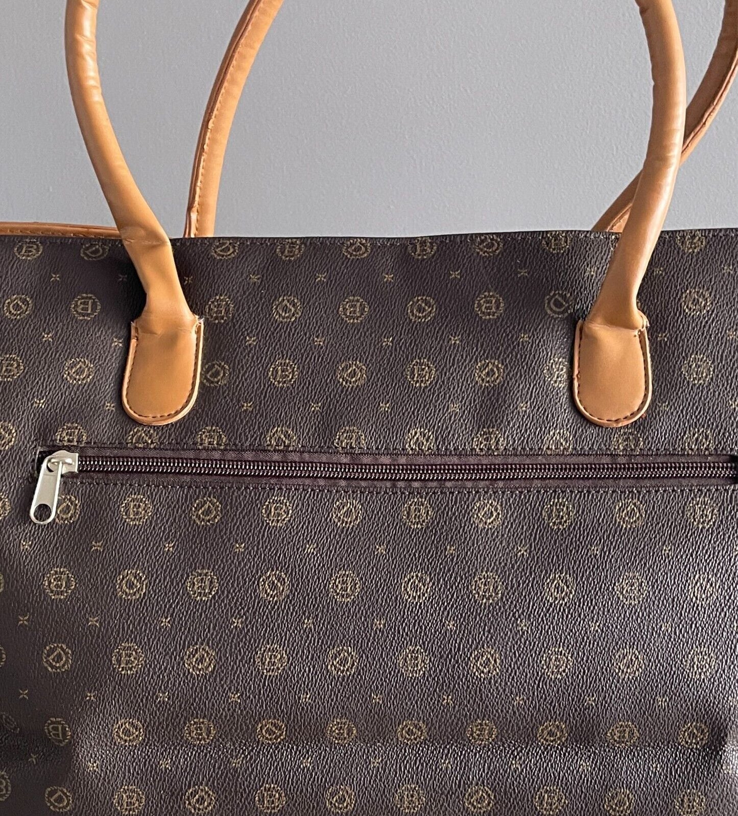 DOLLIBAG PARIS Brown/Tan PVC Monogram Print Large Size Weekend/Overnight Bag