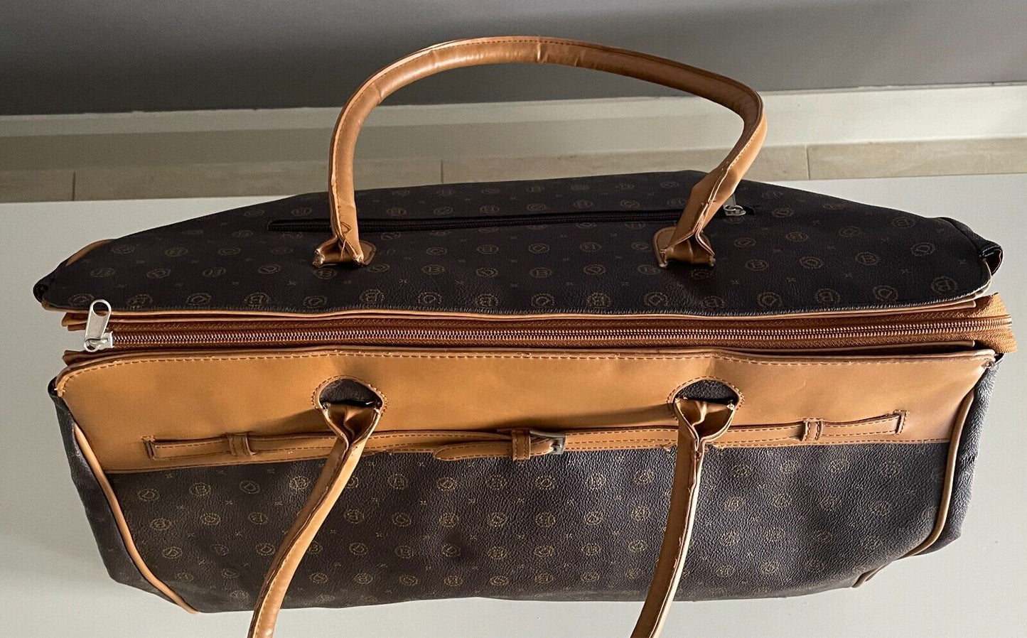 DOLLIBAG PARIS Brown/Tan PVC Monogram Print Large Size Weekend/Overnight Bag