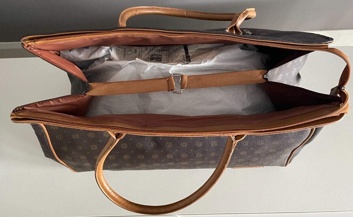 DOLLIBAG PARIS Brown/Tan PVC Monogram Print Large Size Weekend/Overnight Bag