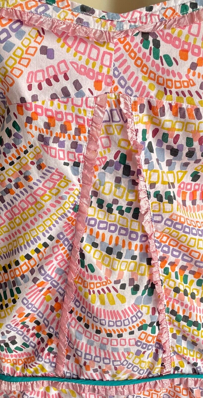 TIGERLILY Top Multicolour & Print Sleeveless Blouse Cotton Ribbon Trim Size 10
