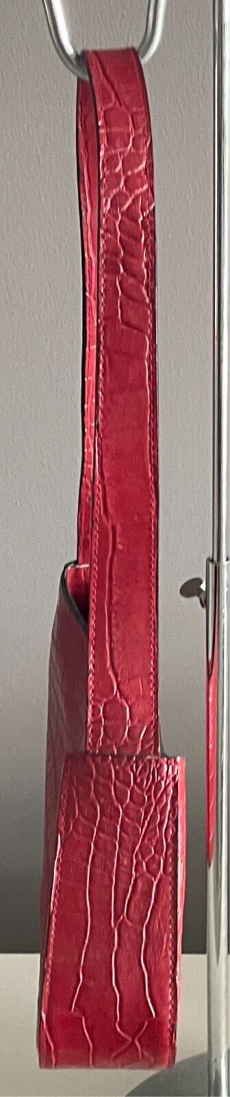 CAB 55 Shoulder Bag Burgundy Pleather Croc Print Handbag 1990's Vintage