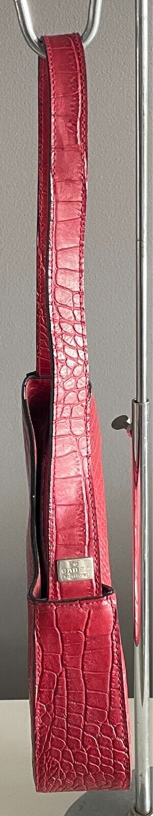 CAB 55 Shoulder Bag Burgundy Pleather Croc Print Handbag 1990's Vintage