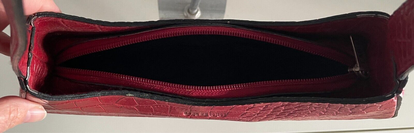 CAB 55 Shoulder Bag Burgundy Pleather Croc Print Handbag 1990's Vintage