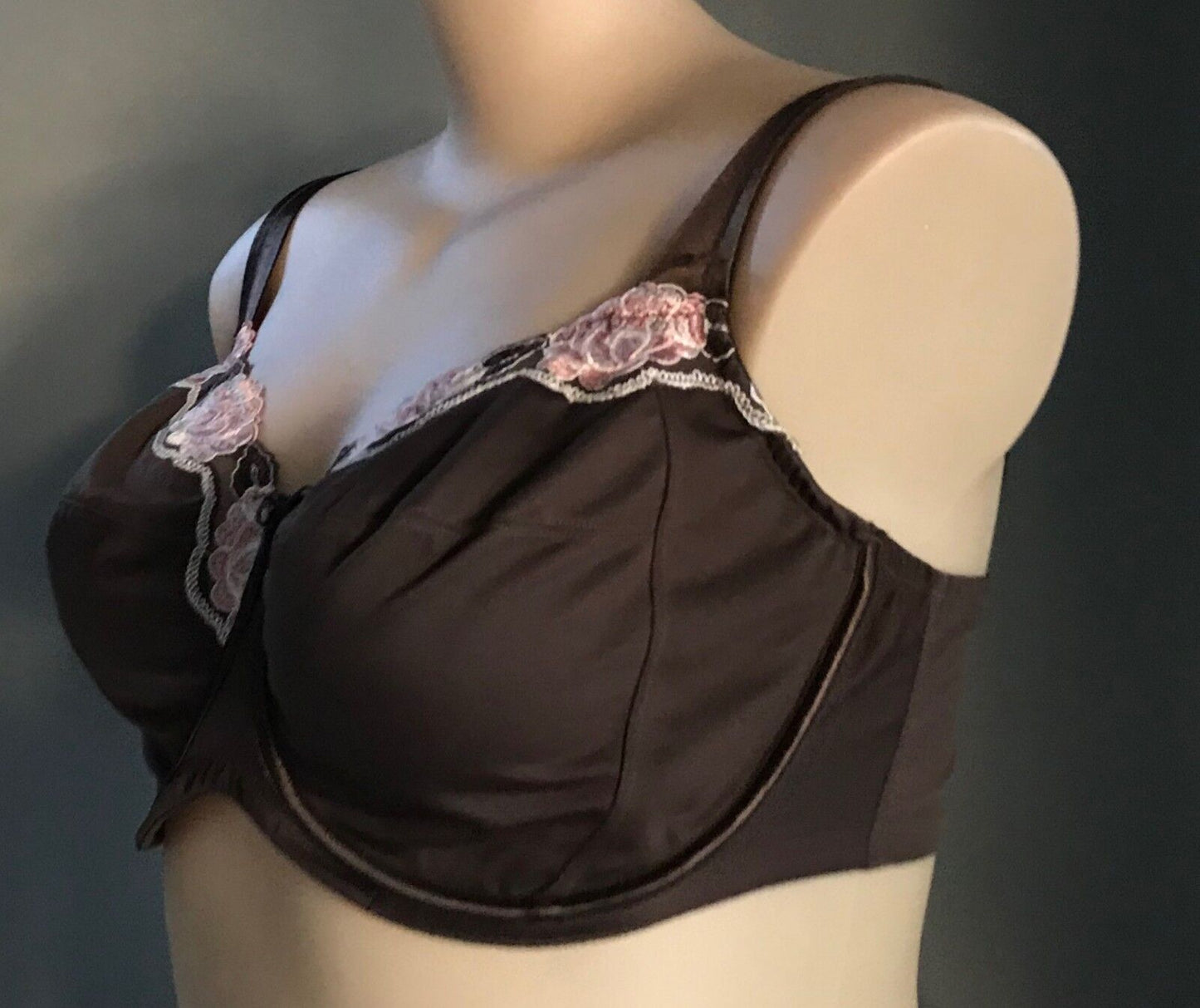PLAYTEX 18E Bra Brown & Nude Dusty Pink Lace Trim Underwire Bra Y544U NEw
