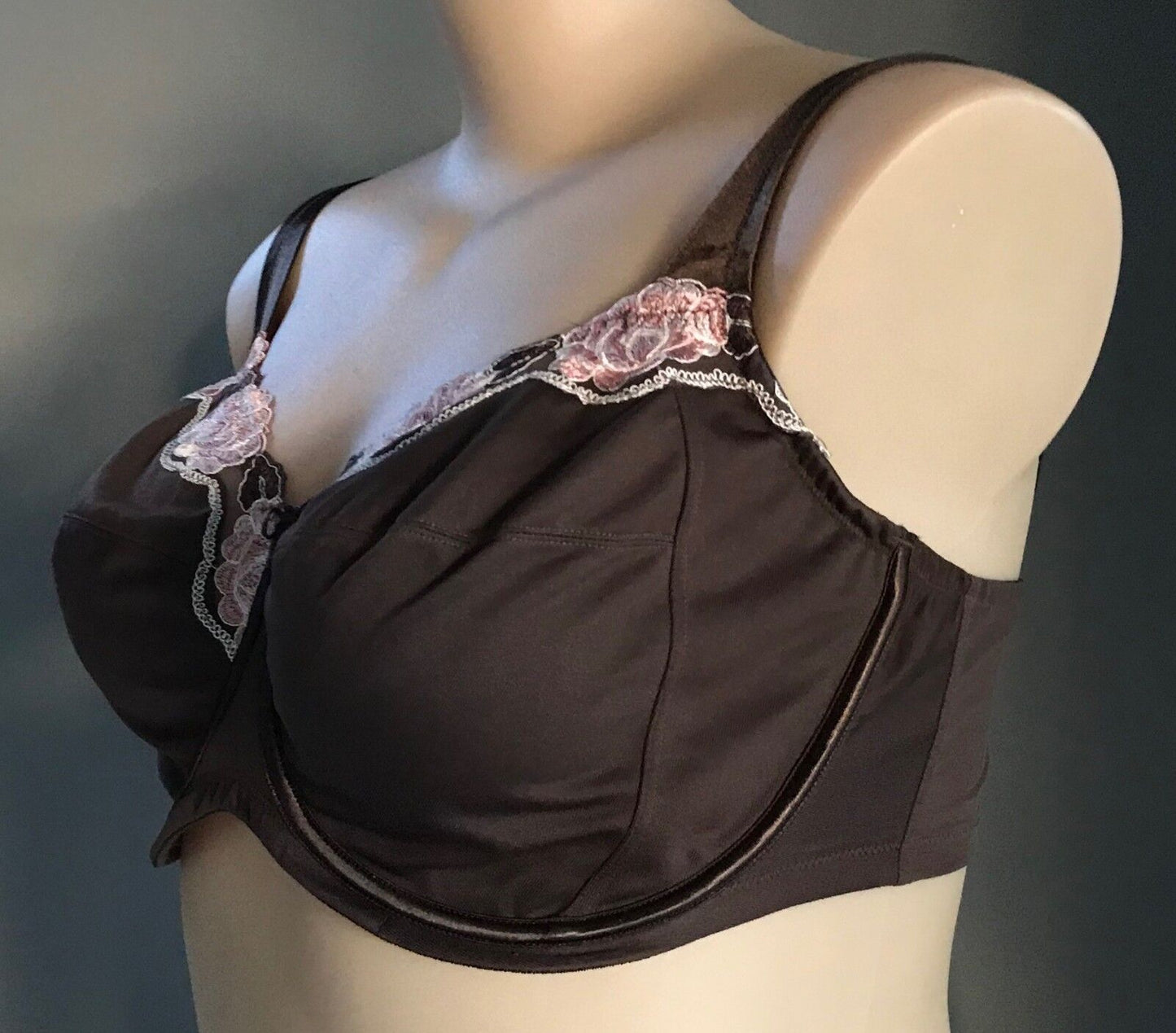 PLAYTEX 18E Bra Brown & Nude Dusty Pink Lace Trim Underwire Bra Y544U NEw