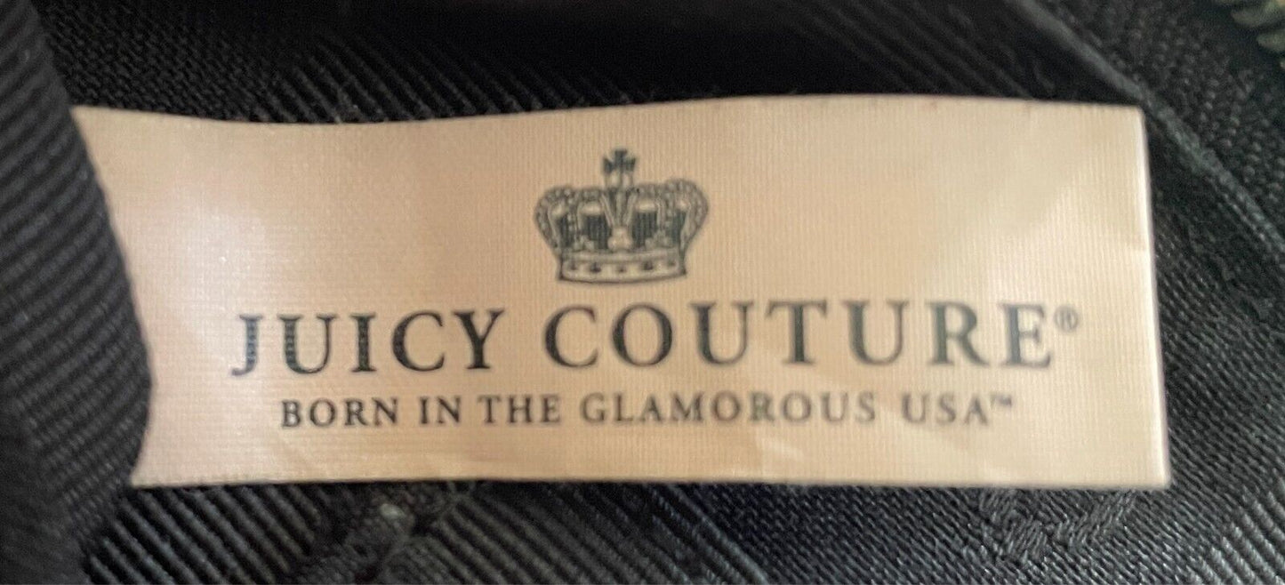 JUICY COUTURE Black Leather Wristlet Wallet Clutch Bag Gold Tone Hardware