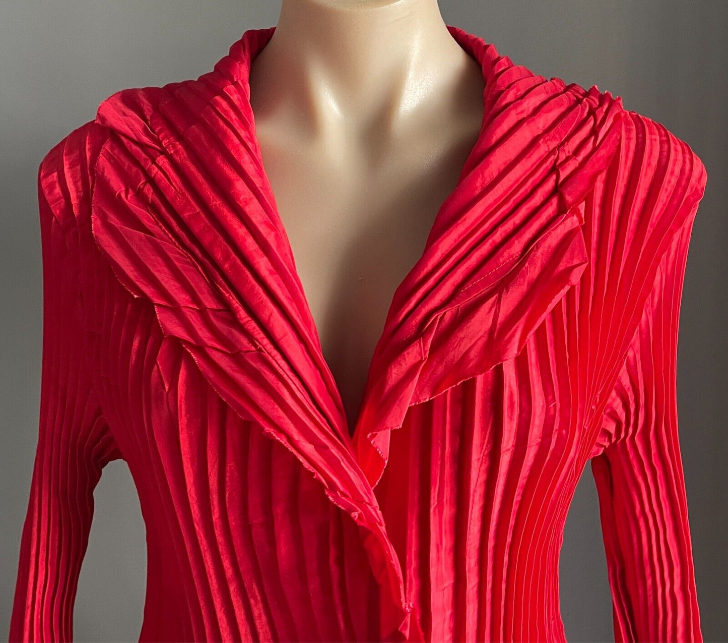 OPM Red "Essence" Pleated Blouse Size 14 Stretch 3/4 Sleeves NWT!