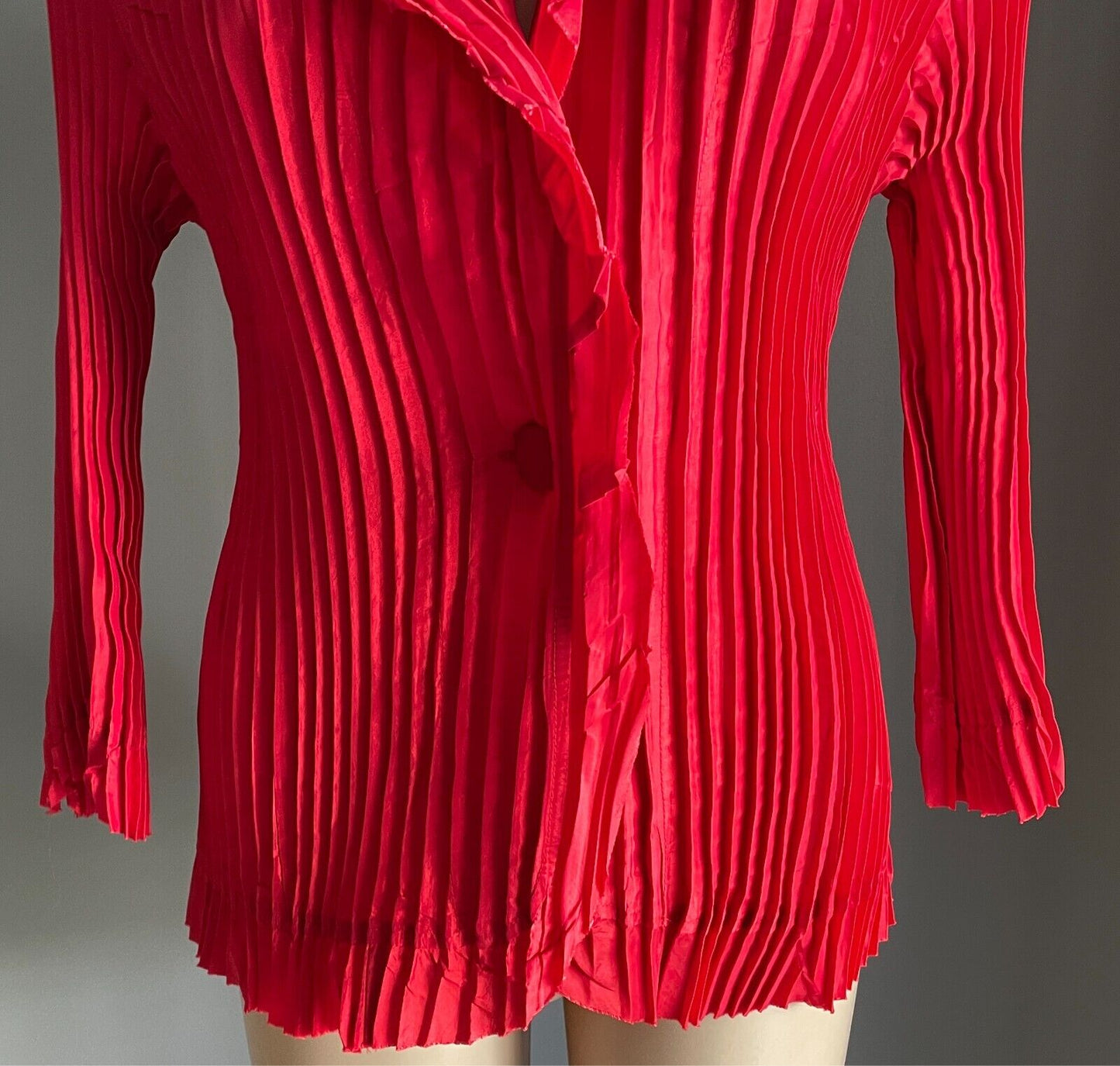 OPM Red "Essence" Pleated Blouse Size 14 Stretch 3/4 Sleeves NWT!