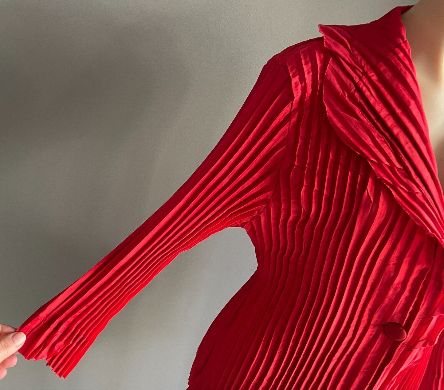 OPM Red "Essence" Pleated Blouse Size 14 Stretch 3/4 Sleeves NWT!