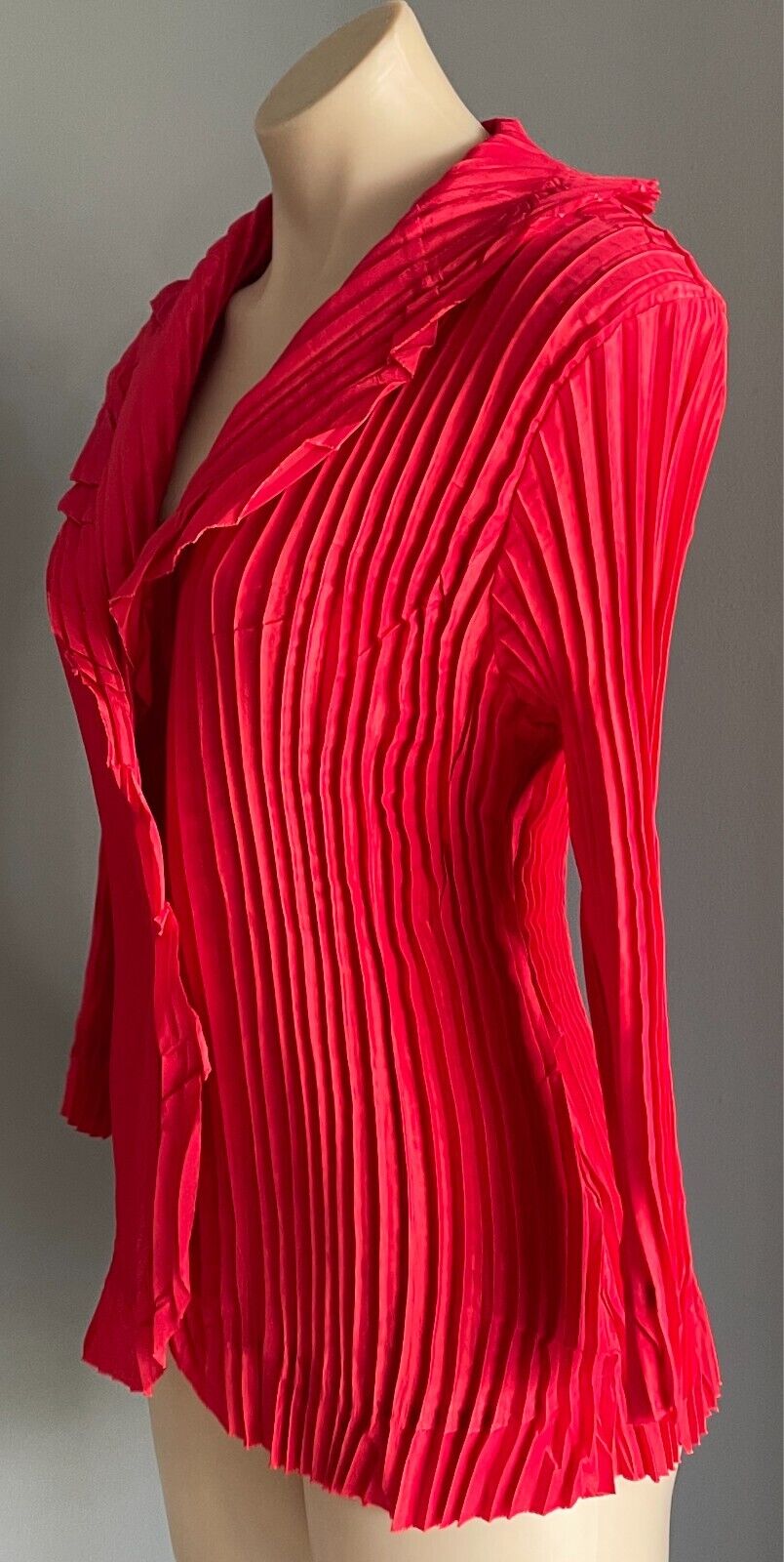OPM Red "Essence" Pleated Blouse Size 14 Stretch 3/4 Sleeves NWT!