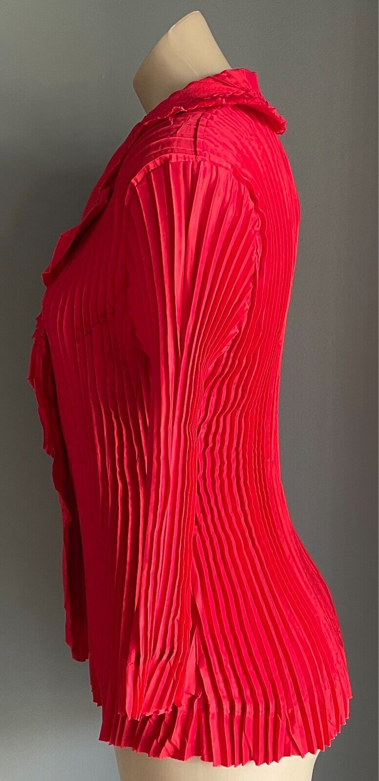 OPM Red "Essence" Pleated Blouse Size 14 Stretch 3/4 Sleeves NWT!