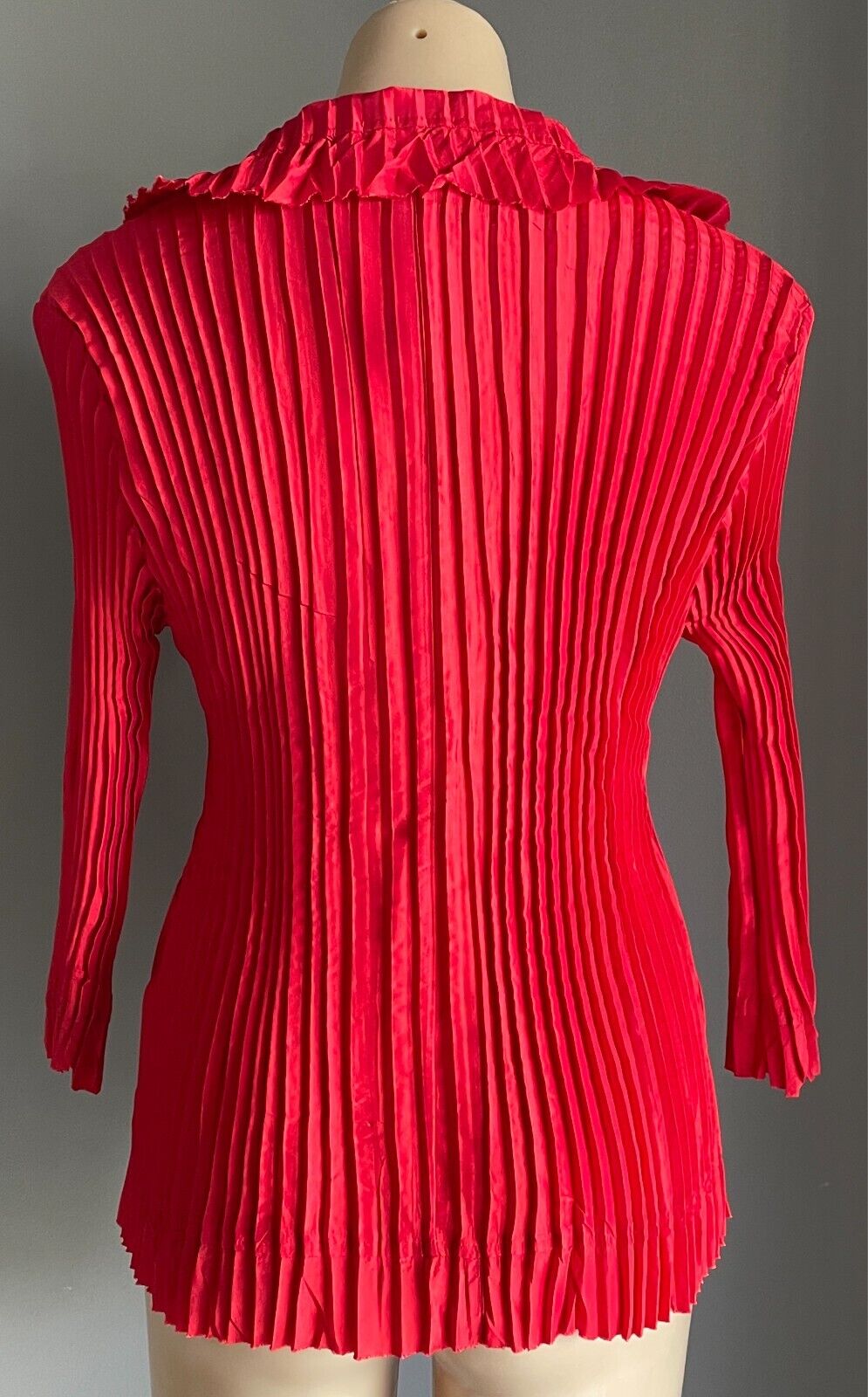 OPM Red "Essence" Pleated Blouse Size 14 Stretch 3/4 Sleeves NWT!