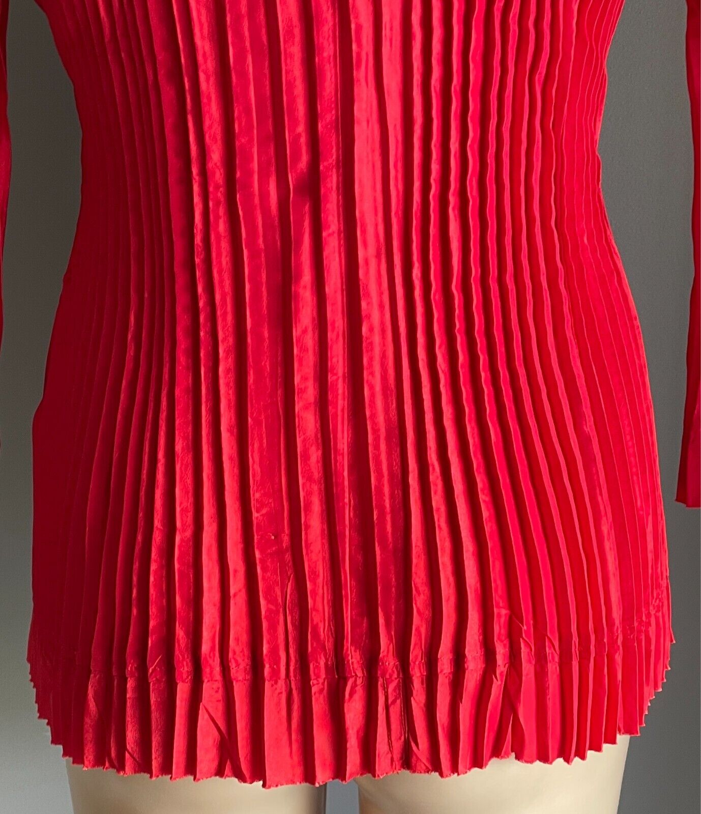 OPM Red "Essence" Pleated Blouse Size 14 Stretch 3/4 Sleeves NWT!