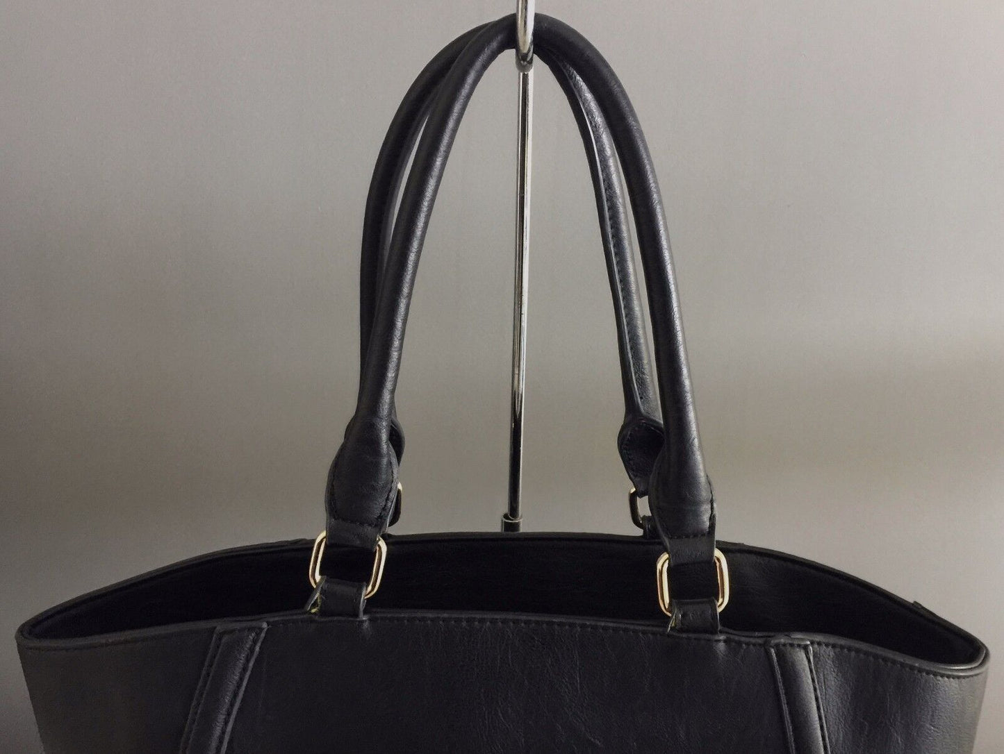 COLETTE Shoulder Bag Black Pleather Tote Large Handbag Straps