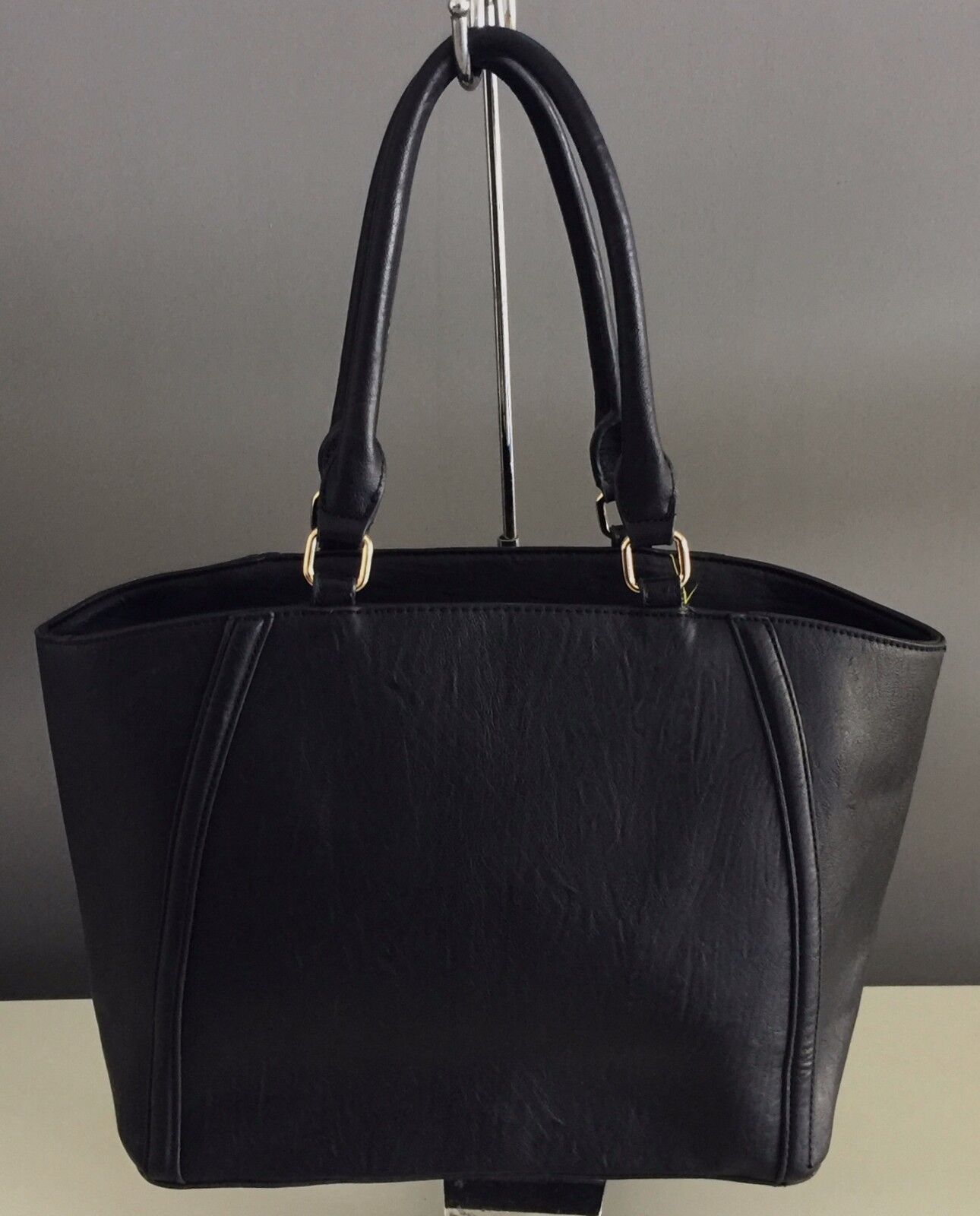 COLETTE Shoulder Bag Black Pleather Tote Large Handbag Straps