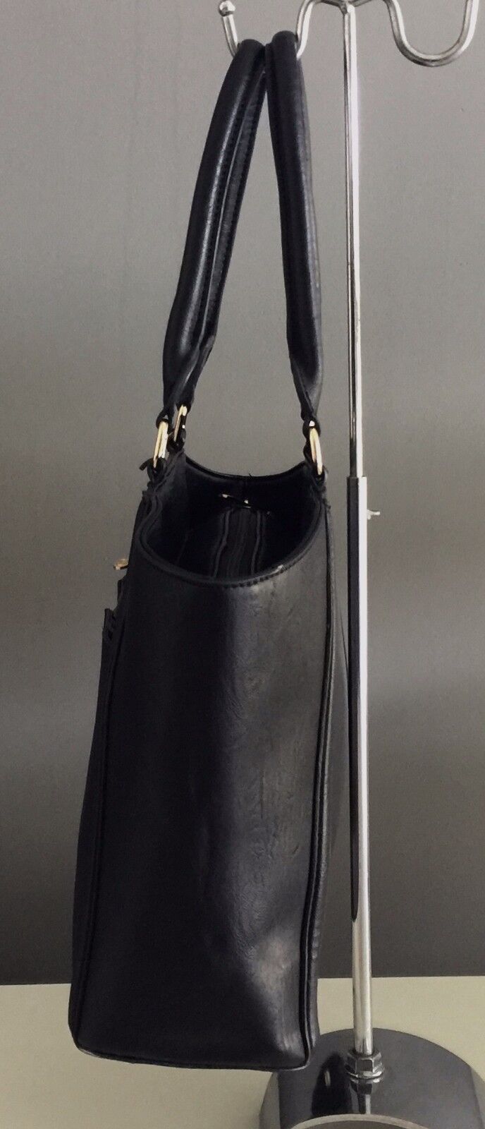 COLETTE Shoulder Bag Black Pleather Tote Large Handbag Straps