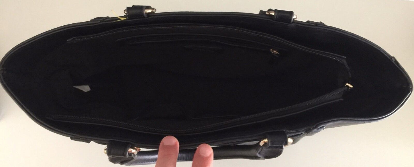 COLETTE Shoulder Bag Black Pleather Tote Large Handbag Straps