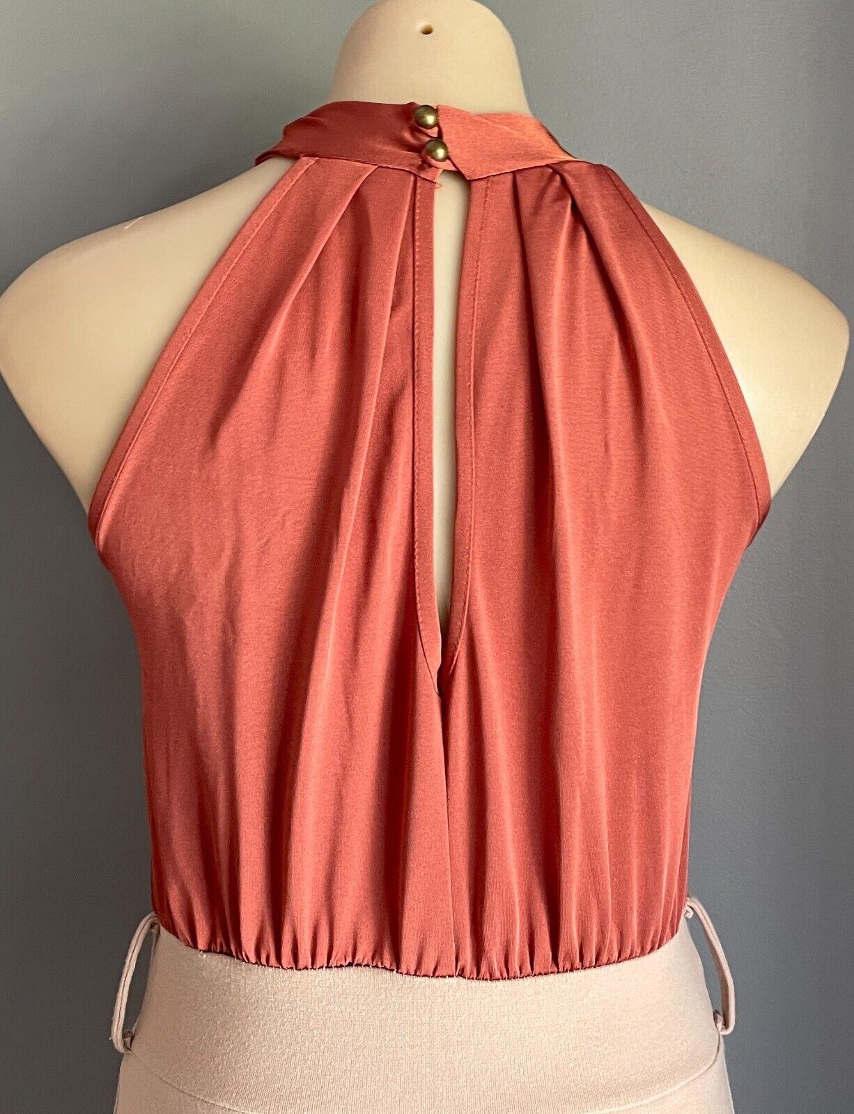 GOSSIP Russet & Beige Dress Size 10 Twist Halter Neck Sleeveless Stretch