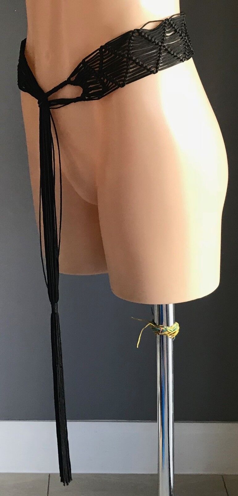 6.5cm Boho Belt Black Woven Rope Wide Knot Tie Ladies Sizes 8 10 Open