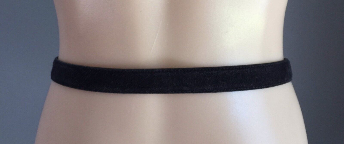 Vintage Ladies Belt TRENT NATHAN 2.8cm Black Suede Leather Size 14