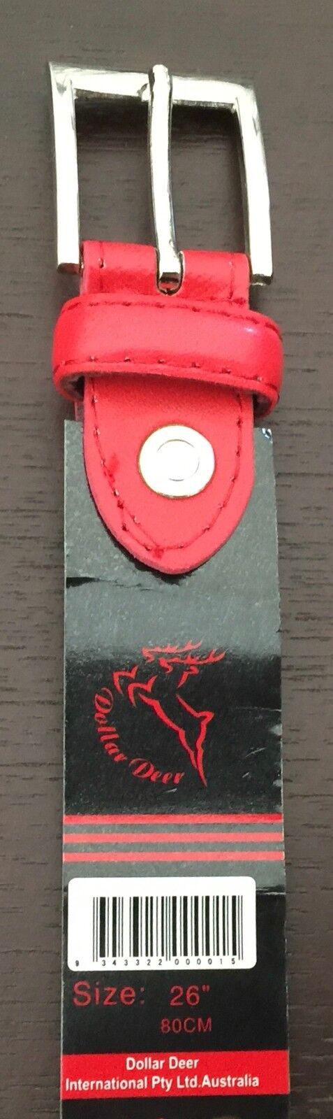 New 80cm DOLLAR DEER Red Leather Thin Belt Ladies Size 8 26" 2.5cm Wide (1)