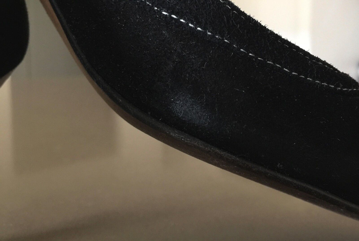 MIDAS SHOES Court Shoes Flair Black Suede Leather  Pointy Toe Size 36.5 Vintage