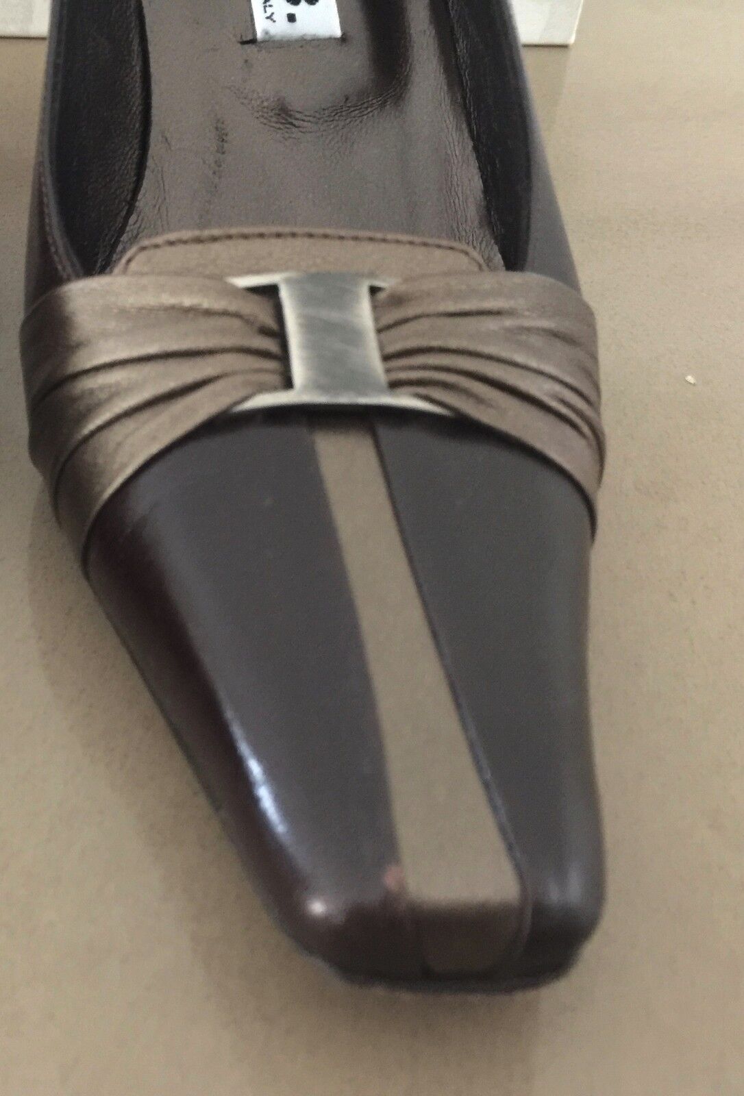 GIORGIA B Court Shoes Leather Brown & Bronze Square Toe Ladies Size 36