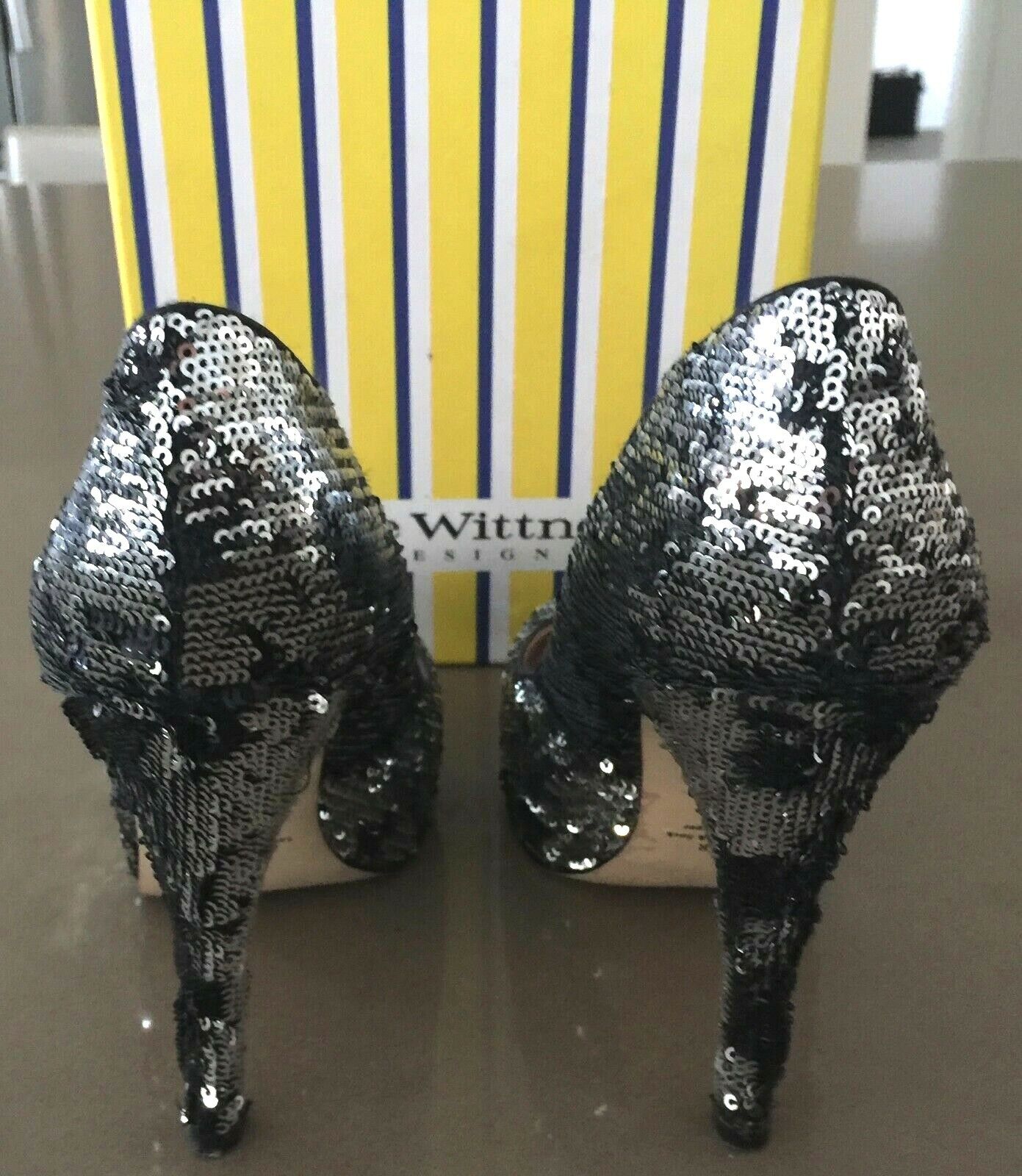 ZOE WITTNER "Amber" Heels Black & Silver Sequin Pumps Shoes Ladies Size 38